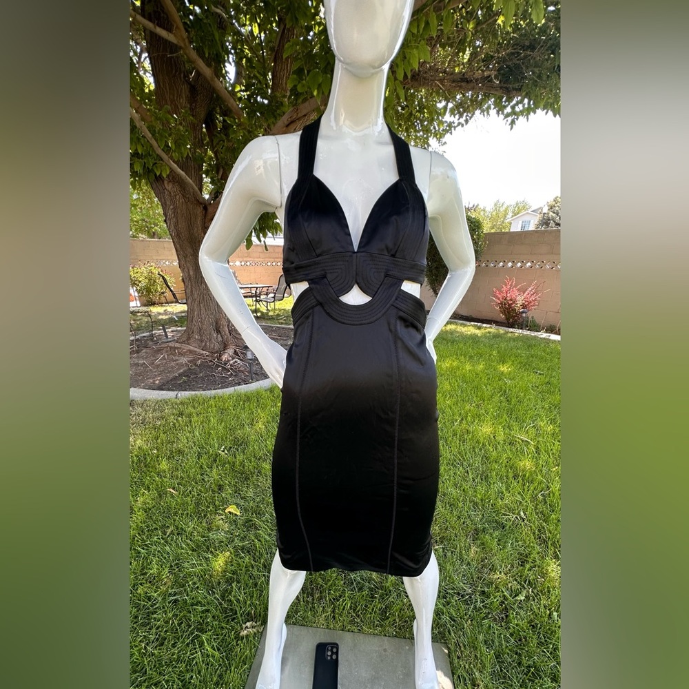 Bebe Black Sleeveless Halter Cocktail Dress